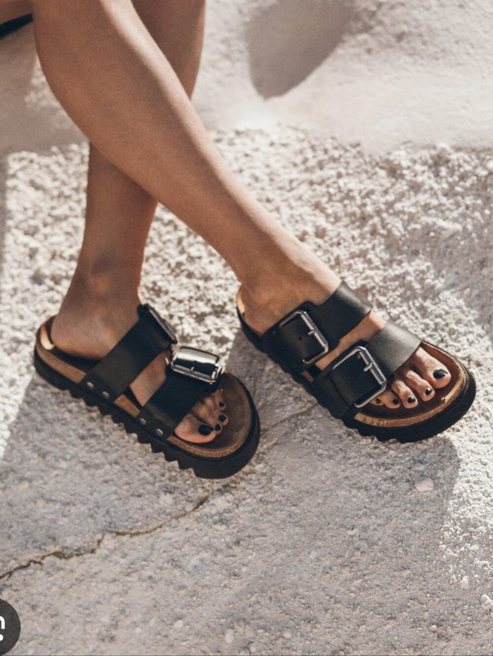 Mikuta Black Genuine Leather Buckle Sandals Size 39